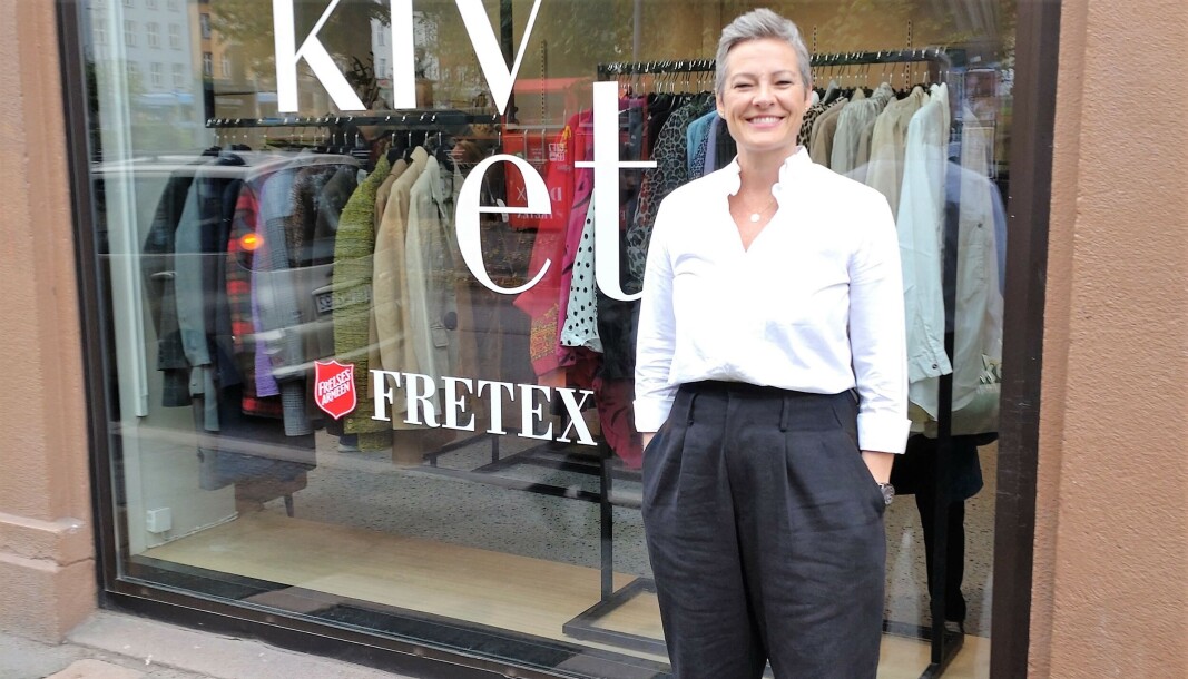 Butikksjef Kristin Hareide (49) håper flere får øye på bruktklær gjennom Fretex sitt nye kleskonsept. Butikksjef Kristin Hareide (49) håper flere får øye på bruktklær gjennom Fretex sitt nye kleskonsept.