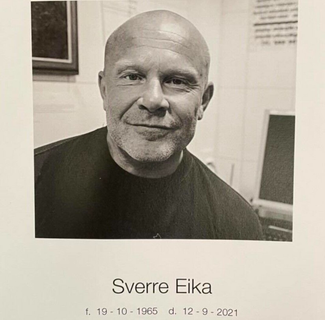 Sverre Eika ble bisatt fra Oslo domkirke i dag. Legen som hjalp rusavhengige i Oslo ble 55 år gammel. Sverre Eika ble bisatt fra Oslo domkirke i dag. Legen som hjalp rusavhengige i Oslo ble 55 år gammel.
