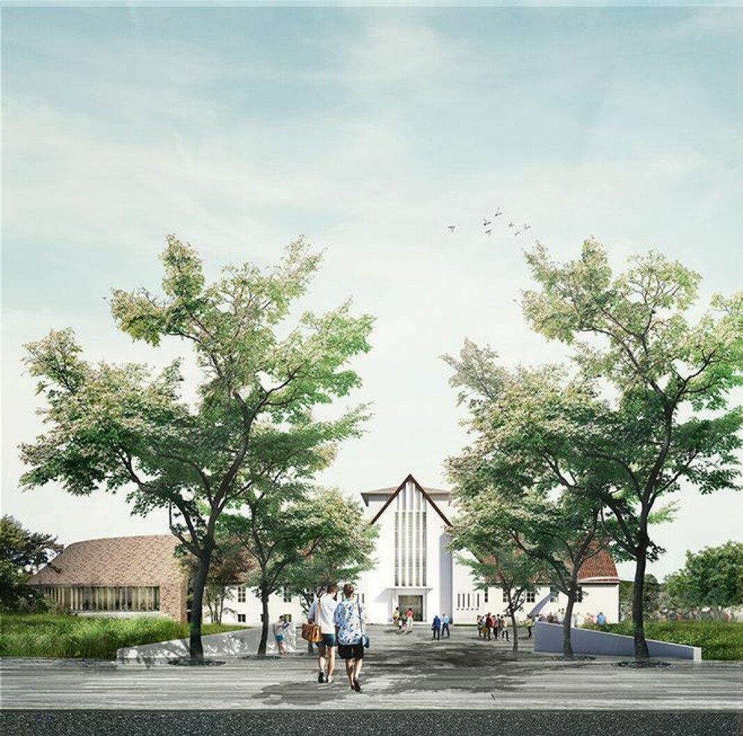 Inngangspartiet videreføres slik det var planlagt på tidling 1900-tall i arkitekt Arnstein Arnebergs opprinnelige planer for det eksisterende bygget. Inngangspartiet videreføres slik det var planlagt på tidling 1900-tall i arkitekt Arnstein Arnebergs opprinnelige planer for det eksisterende bygget.
