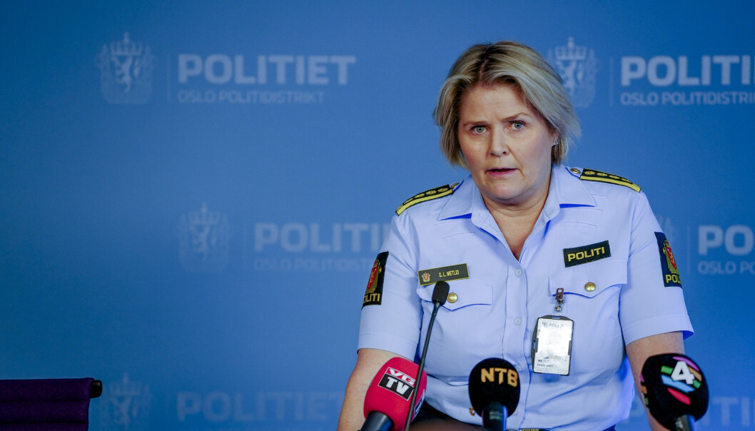 Politiinspektør Grete Lien Metlid i Oslo-politiet holder pressebrief om skyteepisoder i Oslo i slutten av august. Politiinspektør Grete Lien Metlid i Oslo-politiet holder pressebrief om skyteepisoder i Oslo i slutten av august.