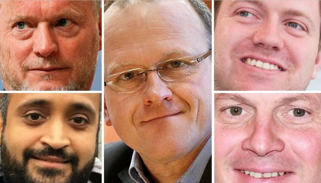 Oslo Aps fem mektigste er alle menn: Byrådsleder Raymond Johansen (øverst til v.), fylkespartileder Frode Jacobsen (midten), bystyregruppeleder Andreas Halse (øverst til h.), varaordfører Abdullah Alsabeehg (nederst til v.) og fylkespartisekretær Øyvind Slåke (nederst til h.). Oslo Aps fem mektigste er alle menn: Byrådsleder Raymond Johansen (øverst til v.), fylkespartileder Frode Jacobsen (midten), bystyregruppeleder Andreas Halse (øverst til h.), varaordfører Abdullah Alsabeehg (nederst til v.) og fylkespartisekretær Øyvind Slåke (nederst til h.).
