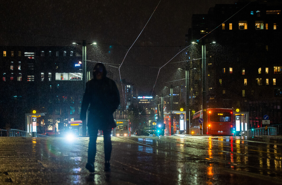 Snø over Oslo sentrum. Her i Bjørvika. Snø over Oslo sentrum. Her i Bjørvika.
