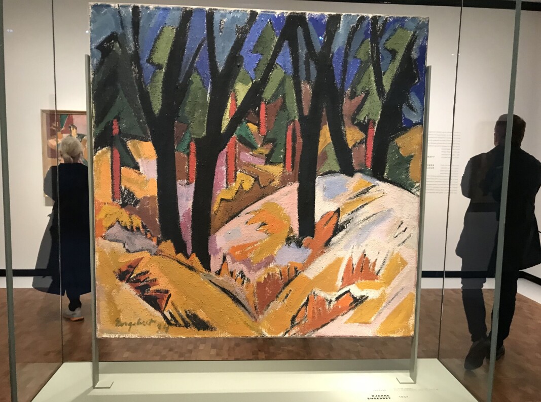 «I en park» (1934). Bjarne Engebret. Olje på lerret. Fra Stenersensamlingen, som har sin egen etasje i museet. «I en park» (1934). Bjarne Engebret. Olje på lerret. Fra Stenersensamlingen, som har sin egen etasje i museet.