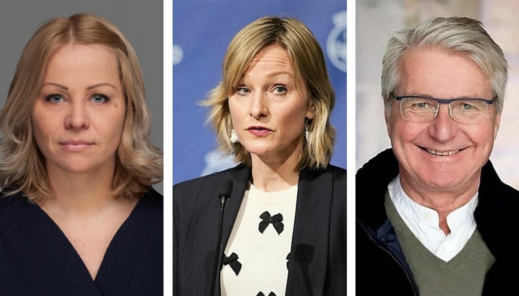 Fabian Stang (H) mener det er urimelig av Eivor Evenrud (R), til venstre å kreve at Inga Marte Thorkildsen (SV), i midten, ikke skal kreve etterlønn. Fabian Stang (H) mener det er urimelig av Eivor Evenrud (R), til venstre å kreve at Inga Marte Thorkildsen (SV), i midten, ikke skal kreve etterlønn.