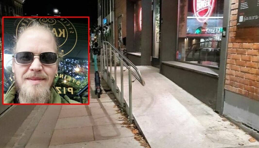 Denne rampen i Thorvald Meyers gate på Grünerløkka gjør fortauet smalere, men er samtidig ikke alt for bratt. Derfor er den godt tilpasset funksjonshemmede, mener Fenris Jonassen. Denne rampen i Thorvald Meyers gate på Grünerløkka gjør fortauet smalere, men er samtidig ikke alt for bratt. Derfor er den godt tilpasset funksjonshemmede, mener Fenris Jonassen.