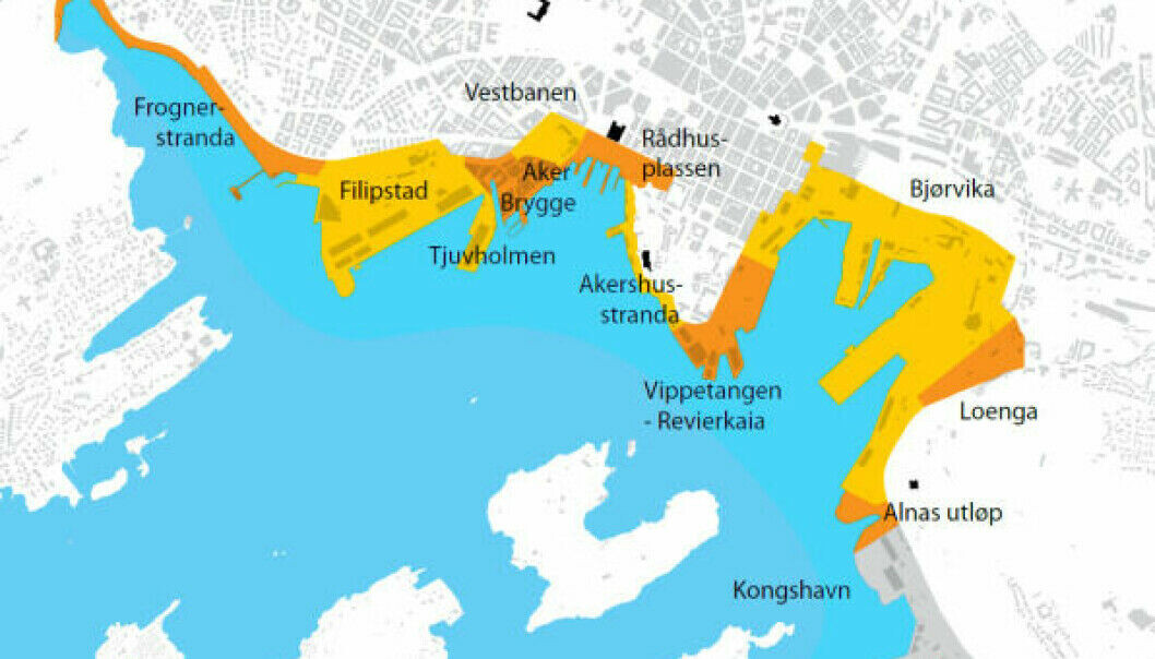 Kartet viser de tre alternativene; Filipstad, Vippetangen og Kongshavn. Kartet viser de tre alternativene; Filipstad, Vippetangen og Kongshavn.