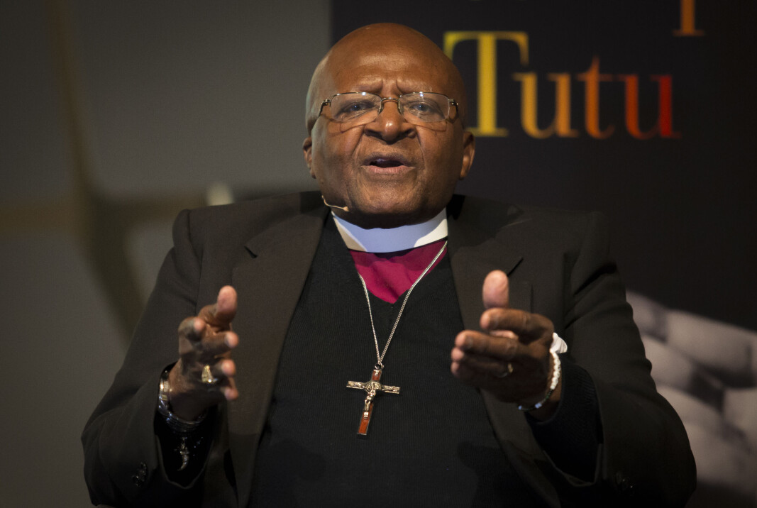Desmond Tutu fotografert på Nobels fredssenter i Oslo under boklansering i 2014. Desmond Tutu fotografert på Nobels fredssenter i Oslo under boklansering i 2014.