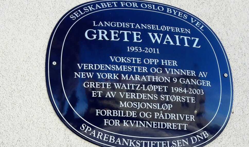 Grete Waitz fikk mange jenter og kvinner til å ville drive med kondisjonsidrett. Det Blå skiltet er satt opp i Einars Vei på Keyserløkka, hvor Grete vokste opp.