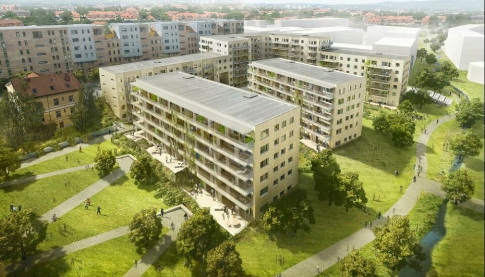 Slik ble boligkjøpere forespeilet at det skulle bli på Ensjø i ett av prospektene før noe var bygget ferdig.