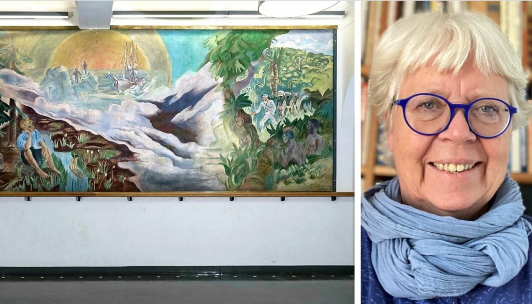 Byantikvar Janne Wilberg er ikke enig i at bildet Geografien skal fjernes eller tildekkes og er heller ikke enig i at det er rasistisk. Byantikvar Janne Wilberg er ikke enig i at bildet Geografien skal fjernes eller tildekkes og er heller ikke enig i at det er rasistisk.
