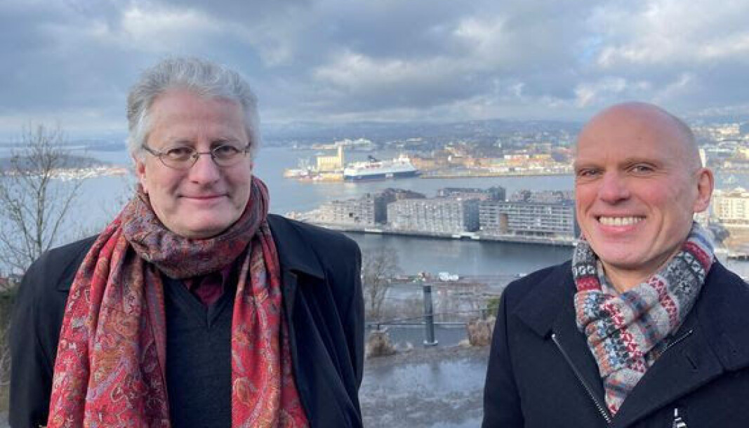 Utredningen som nå legges fram har vært både lærerikt og fruktbar, ifølge Stein Kolstø, direktør for fjordbyenheten i plan- og bygningsetaten (til venstre) og Espen Dag Rydland, fungerende eiendomsdirektør i Oslo Havn. Utredningen som nå legges fram har vært både lærerikt og fruktbar, ifølge Stein Kolstø, direktør for fjordbyenheten i plan- og bygningsetaten (til venstre) og Espen Dag Rydland, fungerende eiendomsdirektør i Oslo Havn.