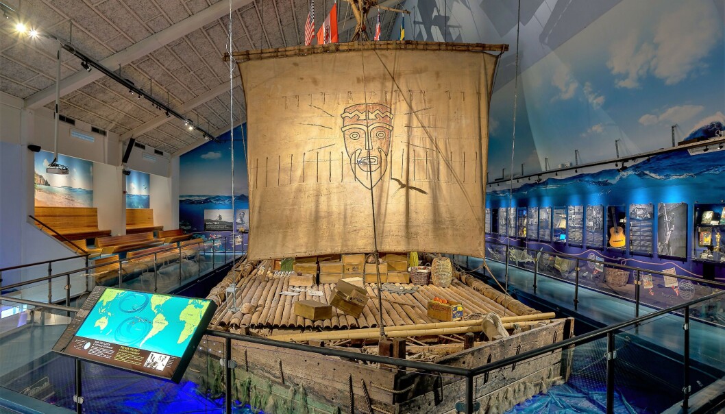 Balsaflåten Kon-Tiki. I løpet av 101 dager seilte brakte denne flåten av balsatre mannskapet fra kysten av Peru og ut til Stillehavsøya Raroia Balsaflåten Kon-Tiki. I løpet av 101 dager seilte brakte denne flåten av balsatre mannskapet fra kysten av Peru og ut til Stillehavsøya Raroia