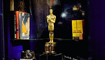 Oscar-statuetten dokumentarfilmen fra Kon-Tiki ekspedisjonen vant. Filmen vises på museet.