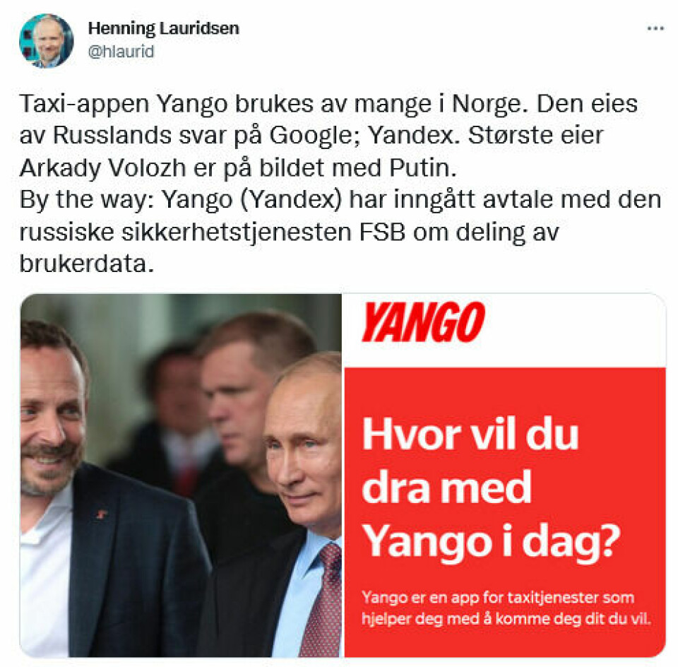 Henning Lauridsens tweet.