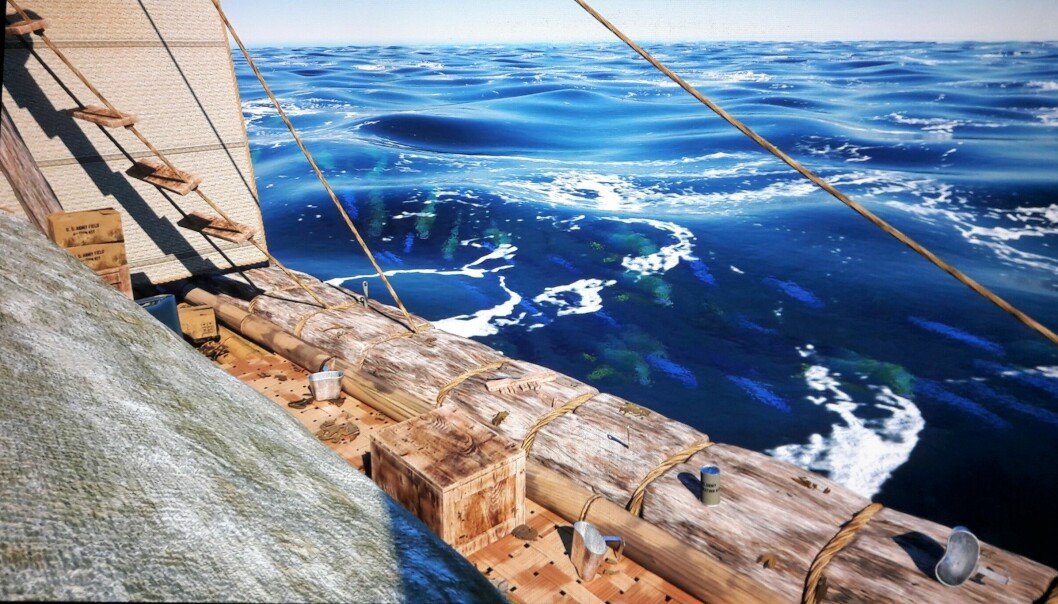 Mange besøkende har blitt med Thor Heyerdahl over havet via VR-briller. De får også oppleve noe av livet i havet rundt flåten.
