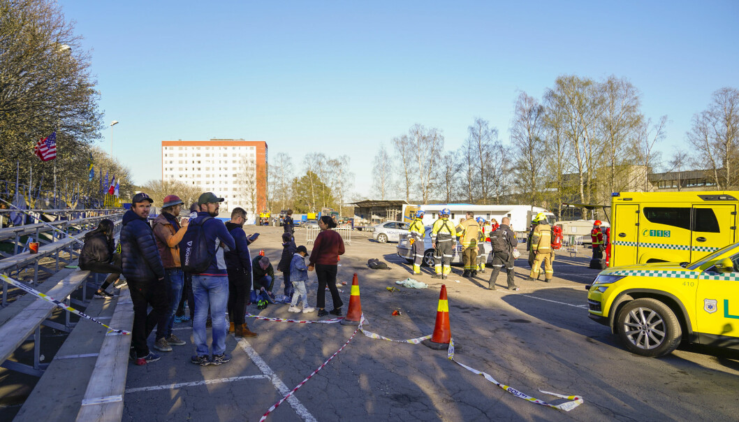 Skatteetaten mener at arrangørene bak ulykkesshowet på Bjerke har unnlatt å betale skatt over flere år. Her er ulykkesstedet fotografert i april.