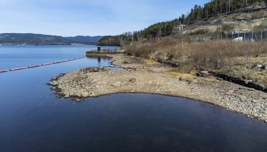 Vannstanden i Maridalsvannet i slutten av april. I ytterste konsekvens kan pumper bli satt inn for å sørge for et minimum av vann ned Akerselva.