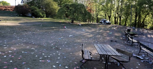 Dette er synet som møtte naboer og ryddemannskap i parken på St. Hanshaugen i morges