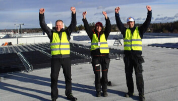 Fra venstre Tommy Engvik, Simona Petroncini og Trygve Mongstad i Over Easy Solar.