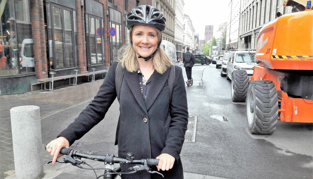 Venstres miljøpolitiske talsperson og nestleder i bystyregruppa, Marit Vea føler seg ofte utrygg som syklist i sentrumstrafikken.