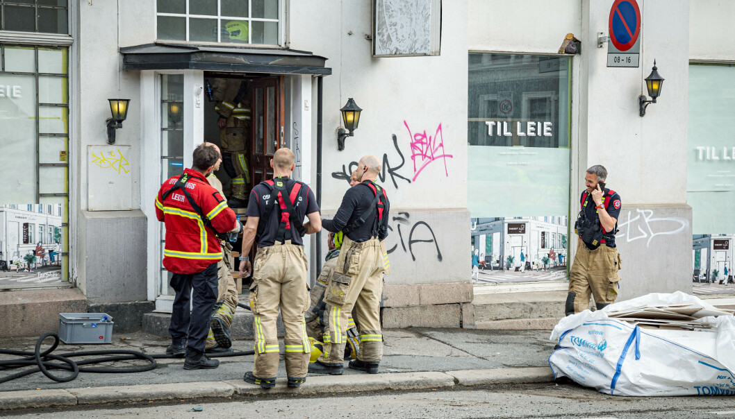 Mannskaper fra Oslo brann- og redningsetat utenfor bygården der det var et branntilløp i ventilasjonsanlegg i Vogts gate på nedre Torshov. Mannskaper fra Oslo brann- og redningsetat utenfor bygården der det var et branntilløp i ventilasjonsanlegg i Vogts gate på nedre Torshov.