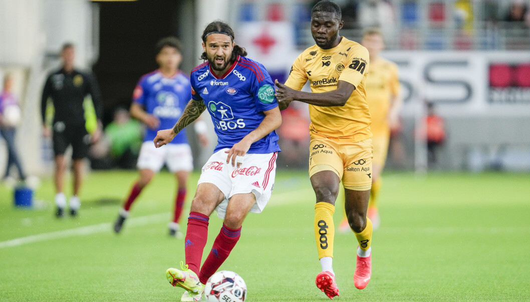 Vålerengas Leonard Zuta og Gilbert Koomson under NM-kampen i fotball mellom Vålerenga og Bodø/Glimt på Intility Arena. Foto: Beate Oma Dahle / NTB Vålerengas Leonard Zuta og Gilbert Koomson under NM-kampen i fotball mellom Vålerenga og Bodø/Glimt på Intility Arena. Foto: Beate Oma Dahle / NTB