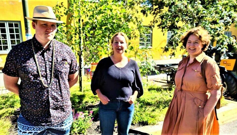 BU-leder i Gamle Oslo, Emil Snorre Alnæs, sammen med Hanne Johnsrud fra Bykuben og bymiljøetatens Maja Cimmerbeck.