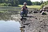 Lena oppdaget en gås som svømte rart og haltet på land. Ringmerket på foten viste at dette var en fugl som hadde vært lett etter i 3-4 dager, nettopp fordi den så skadet ut.