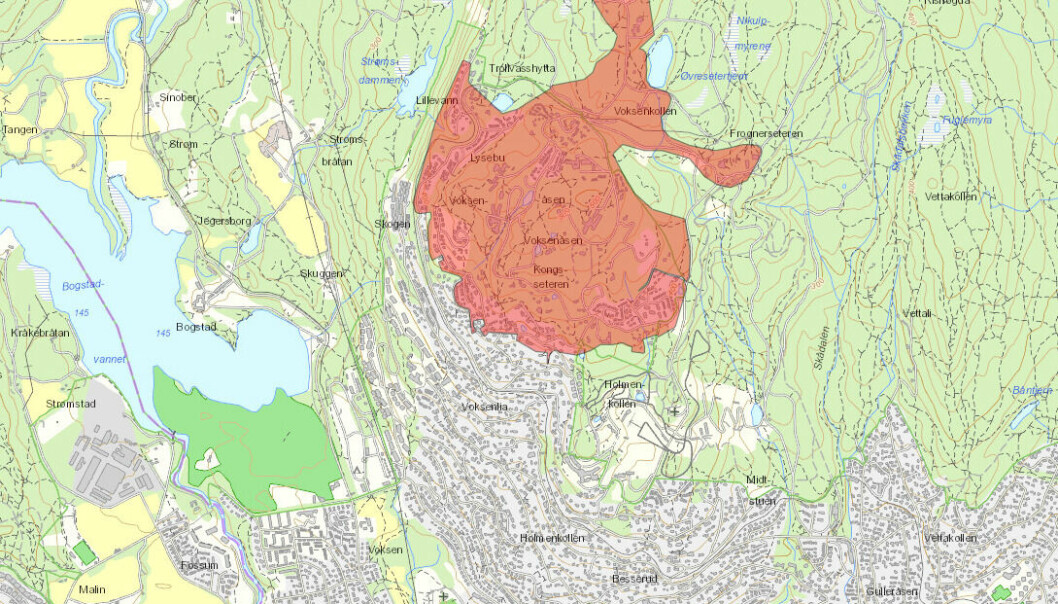 Hvis du bor innenfor dette røde området bør du koke vannet fra og med i dag, anbefaler Oslo kommune.