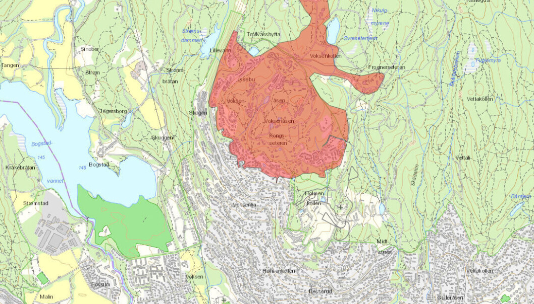 Hvis du bor innenfor dette røde området bør du koke vannet fra og med i dag, anbefaler Oslo kommune. Hvis du bor innenfor dette røde området bør du koke vannet fra og med i dag, anbefaler Oslo kommune.