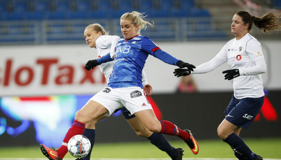 Elise Thorsnes sitt overtidsmål berget ett poeng for Vålerenga i derbyet mot Lillestrøm lørdag. Bildet er fra et oppgjør mot Stabæk tidligere i år.