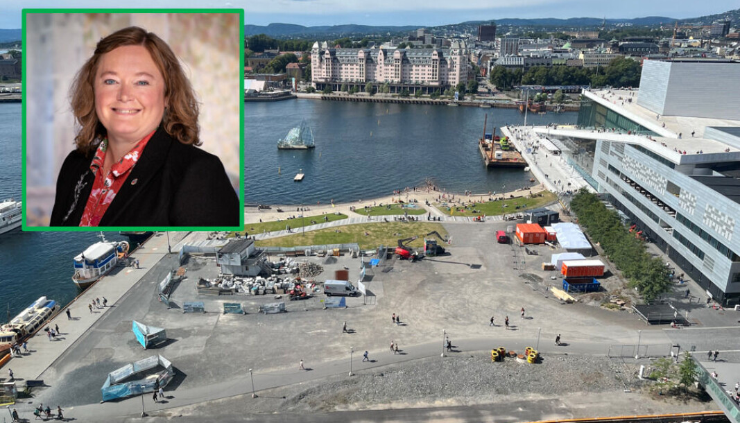 Oslo fortjener bedre enn dette, sier Anne Haabeth Rygg, gruppeleder for Oslo Høyre. Det er ennå ikke bestemt hva som skal skje her ved Operastranda. Oslo fortjener bedre enn dette, sier Anne Haabeth Rygg, gruppeleder for Oslo Høyre. Det er ennå ikke bestemt hva som skal skje her ved Operastranda.