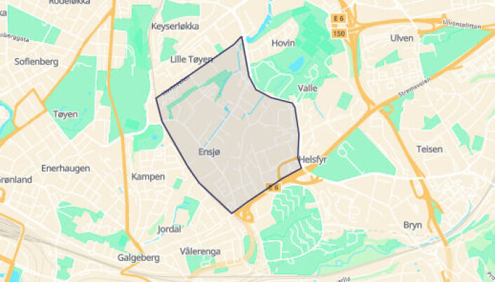 Ensjøbyen ligger mellom Lille Tøyen, Valle Hovin, Etterstad og Kampen. Inntil 7000 nye boliger skal bygges. Ensjøbyen er planlagt ferdig i 2030 Ensjøbyen ligger mellom Lille Tøyen, Valle Hovin, Etterstad og Kampen. Inntil 7000 nye boliger skal bygges. Ensjøbyen er planlagt ferdig i 2030
