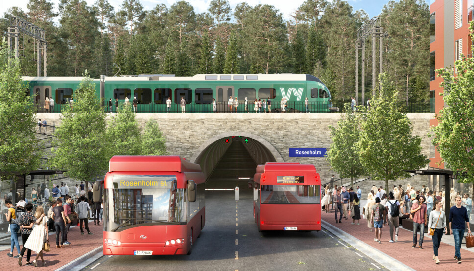Busstunnelen er tenkt å gå fra Gjersrud-Stensrud til Rosenholm.