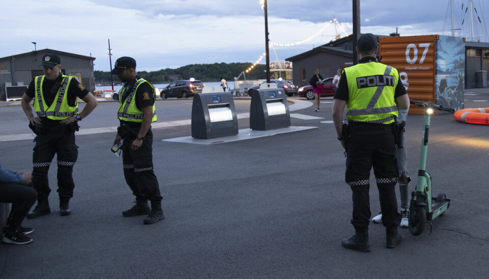 Ny forskrift innført i sommer: Midt i juli hadde politiet promillekontroll av elsparkesyklister ved Akerhusstranda og flere andre steder i sentrum.