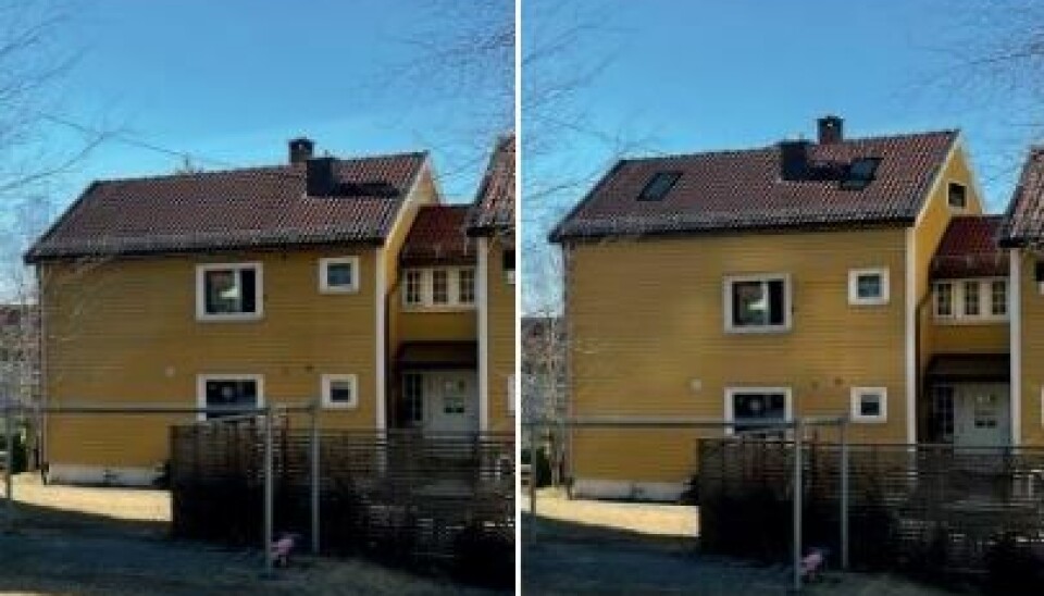 Arkitekten har laget en simulering av huset etter påbygging. Ser du forskjellen?