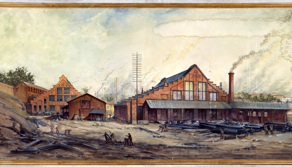 Maleriet av Vulkan Jernstøberi og Mekaniske Verksted ble laget av teatermaler Jens Wang til jubileumsutstillingen i Kristiania i 1914. Den store verkstedhallen rommer i dag Mathallen.