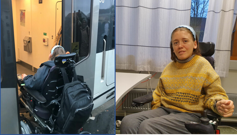Ida Dignes (26) sin rullestol blir ofte sittende fast mellom vogn og perrong, dersom hun ikke har nok fart. — Jeg føler det er en risikosport når jeg tar t-banen, forklarer hun.