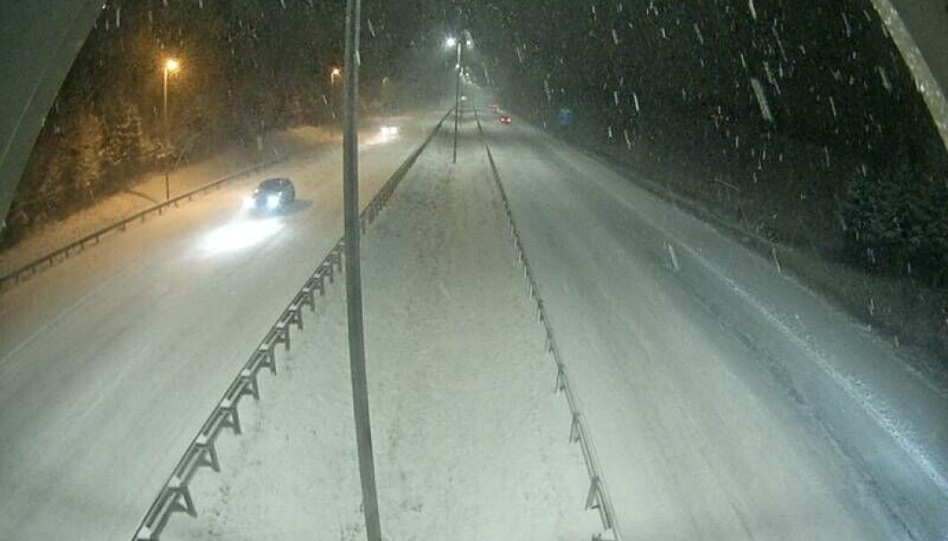 Snødekke ved Vestby på E6 retning Oslo tirsdag kveld. Snødekke ved Vestby på E6 retning Oslo tirsdag kveld.