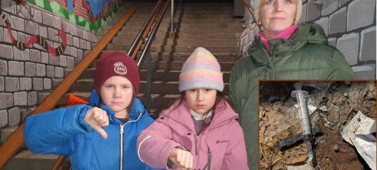 Da Camilla skulle hente barna på skolen, fant hun blodige sprøytespisser i undergangen ved Harald Hårdrådes plass