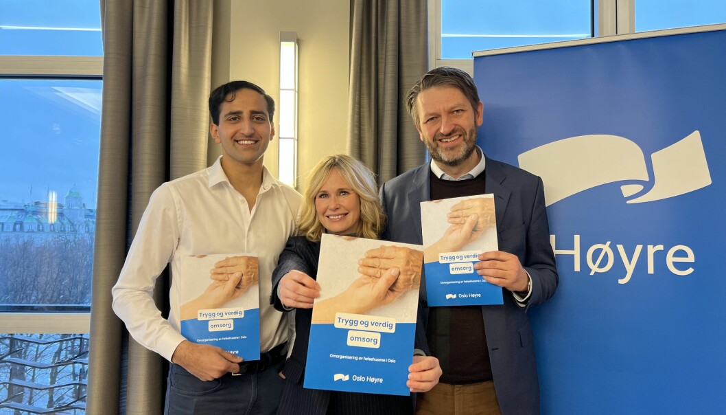 Hassan Nawaz, Anne Lindboe og Eirik Lae Solberg fronter den nye helsehuspolitikken til Oslo Høyre.