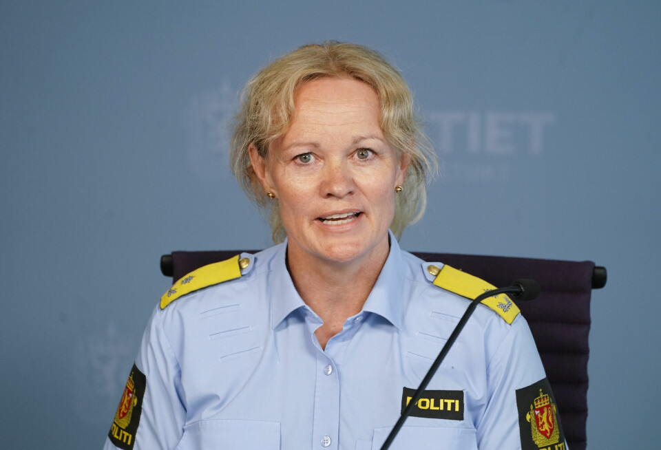 Oslo 20220626. Visepolitimester Cecilie Lilaas-Skari møter pressen søndag i forbindelse med skytingen mot flere utesteder natt til lørdag. To personer ble drept og 21 personer skadet under skytingen.