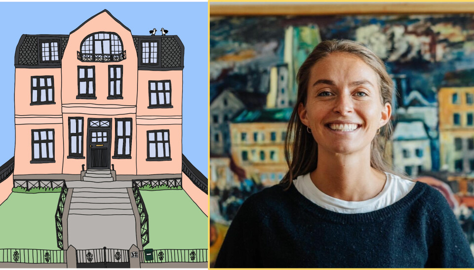 — Mange bygårder henger jo sammen, så da tar jeg meg friheten til å få det til å se ut som et enkeltstående bygg, sier Petra Gjemmestad (30) om tegneprosessen sin.