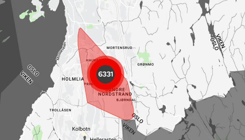 Det er ifølge nettselskapet Elvias kart særlig sørlige Oslo med bydelene Østensjø, Nordstrand og Søndre Nordstrand som er rammet av strømmbruddet.
