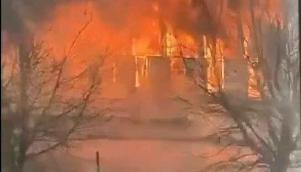 Bilde av brannen på Lambertseter vgs.