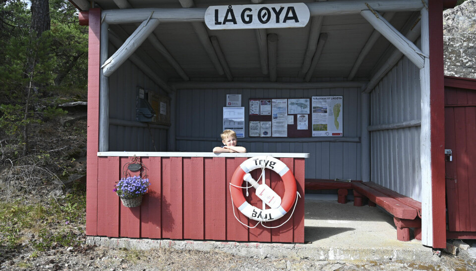 Det går ferge til Lågøya. Her fra fergeleiet.