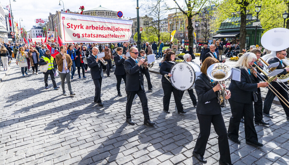 Oslo 20220501. 1. mai-tog i Karl Johans gate i Oslo søndag.