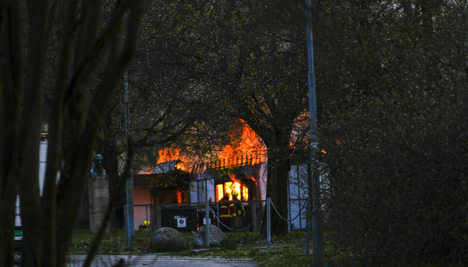 Oslo 20230509. Det brenner i en barnehage inne på området til Oslo Universitetssykehus på Ullevål