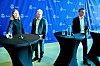 Oslo 20220519. Oppvekst- og kunnskapsbyråd Sunniva Holmås Eidsvoll, byrådsleder Raymond Johansen og finansbyråd Einar Wilhelmsen etter pressekonferansen om revidert Oslo-budsjett for 2022.