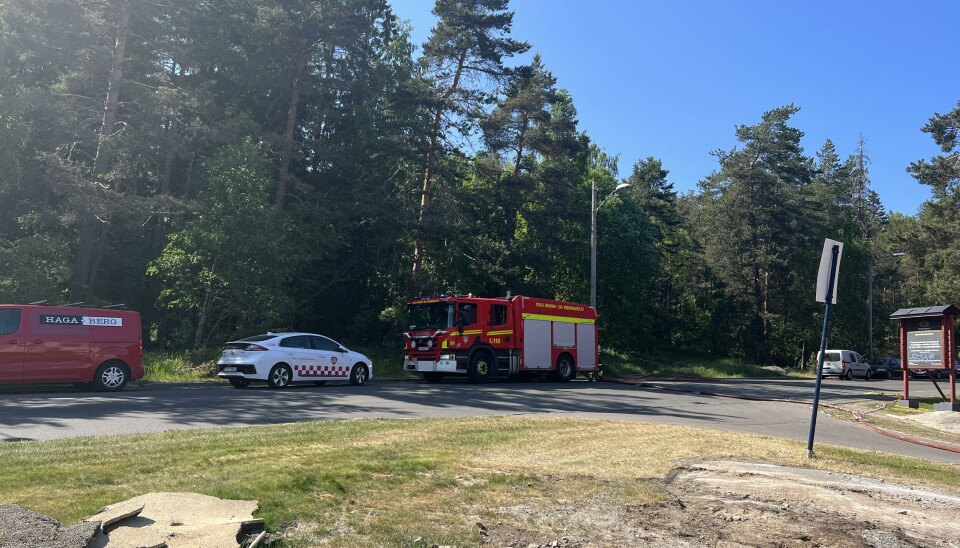 Brannvesenet drev fortsatt med etterslukking på stedet fredag ettermiddag.